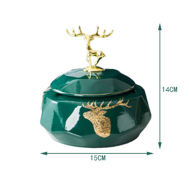 Gold Elk Ceramic Ash tray
